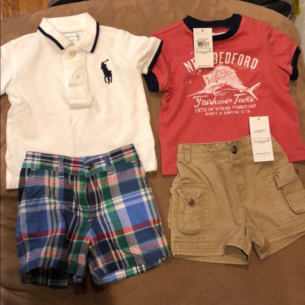 Baby boy polo shirt and 2 matching shorts